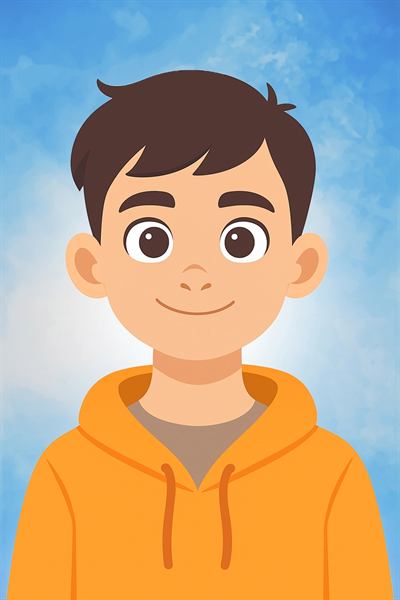 Portrait d’exemple : illustration d’un enfant en sweat orange